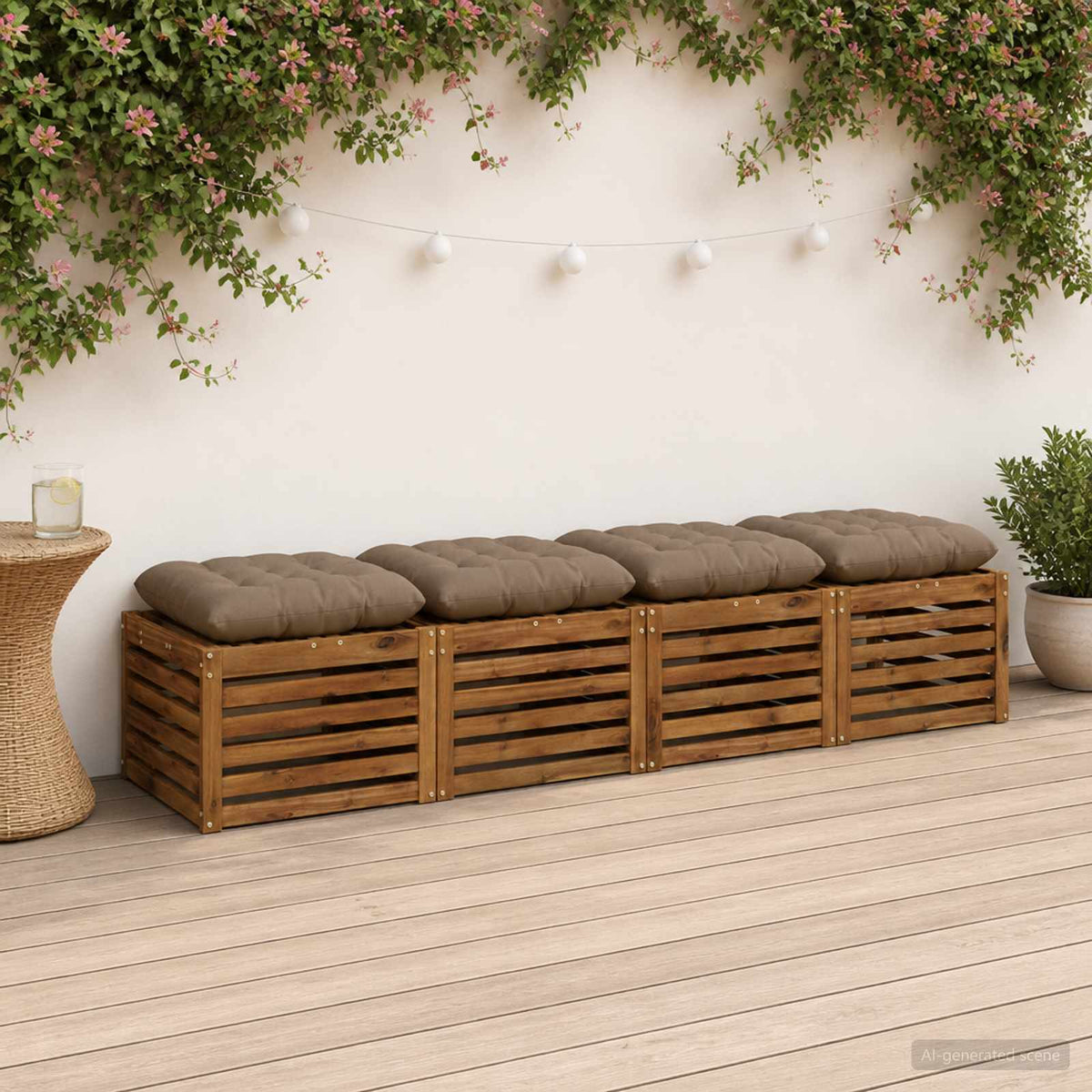 Zitkussens VIANEN 4 st 100% Polyester Taupe 50 x 50 x 12 cm is nu te koop bij PeponiXL, paradijselijk wonen!