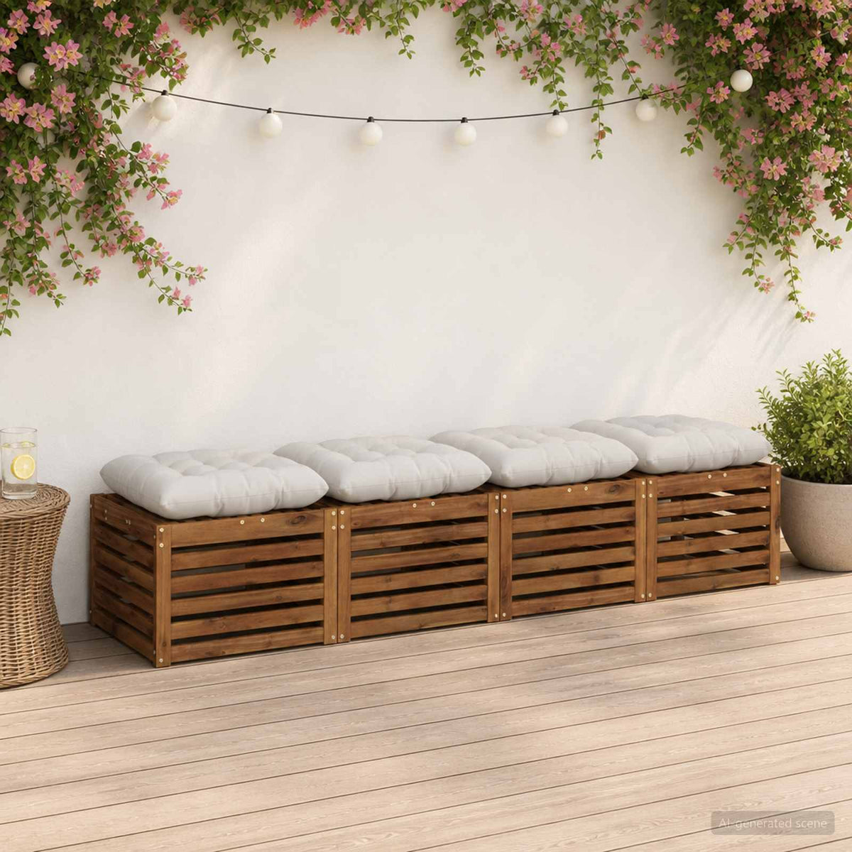 Zitkussens VIANEN 4 st 100% Polyester Wit 60 x 60 x 12 cm is nu te koop bij PeponiXL, paradijselijk wonen!