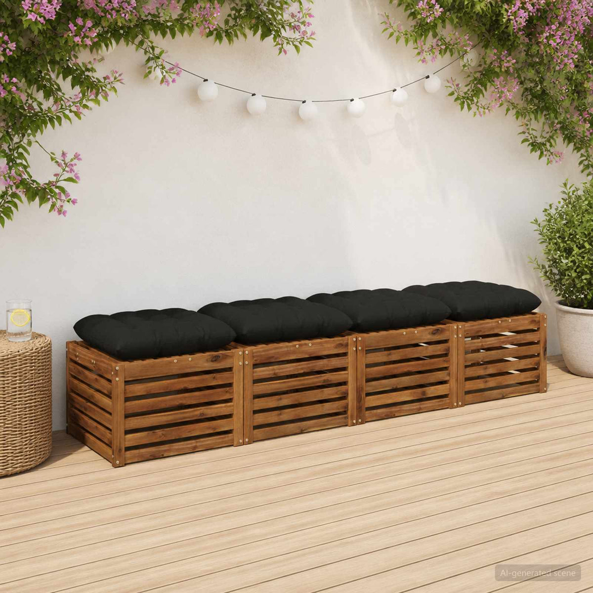 Zitkussens VIANEN 4 st 100% Polyester Zwart 45 x 45 x 12 cm is nu te koop bij PeponiXL, paradijselijk wonen!