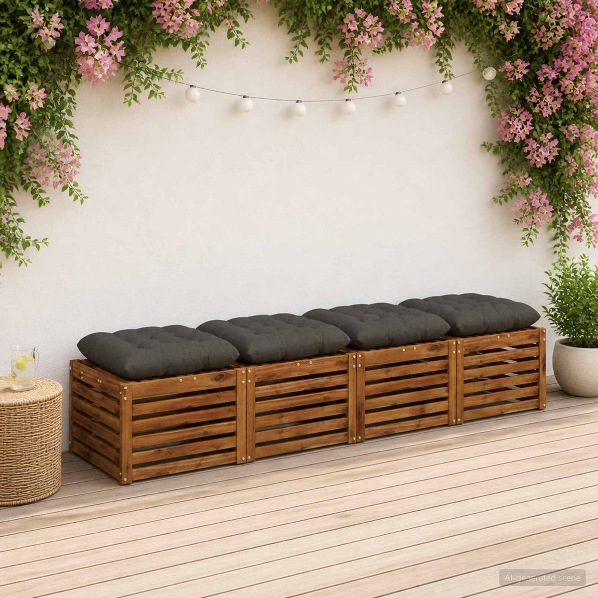 Zitkussens VIANEN 4 st 100% Polyester Antraciet 45 x 45 x 12 cm is nu te koop bij PeponiXL, paradijselijk wonen!