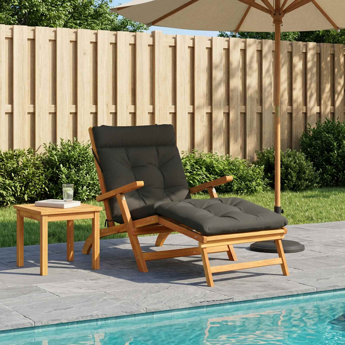Ligstoel Kussen VIANEN 100% Polyester Antraciet 200 x 80 x 8 cm is nu te koop bij PeponiXL, paradijselijk wonen!