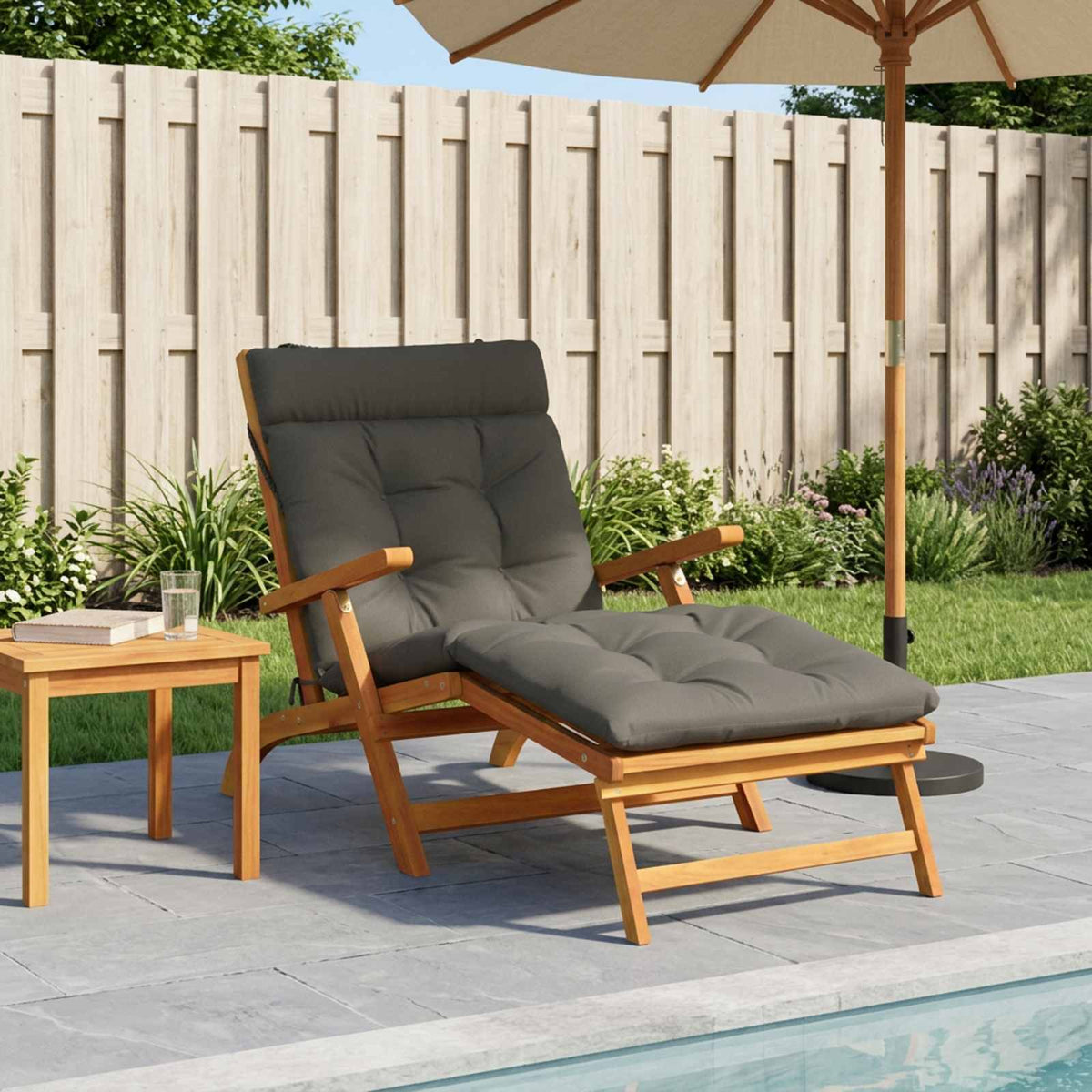 Ligstoel Kussen VIANEN 100% Polyester Grijs 200 x 70 x 8 cm is nu te koop bij PeponiXL, paradijselijk wonen!