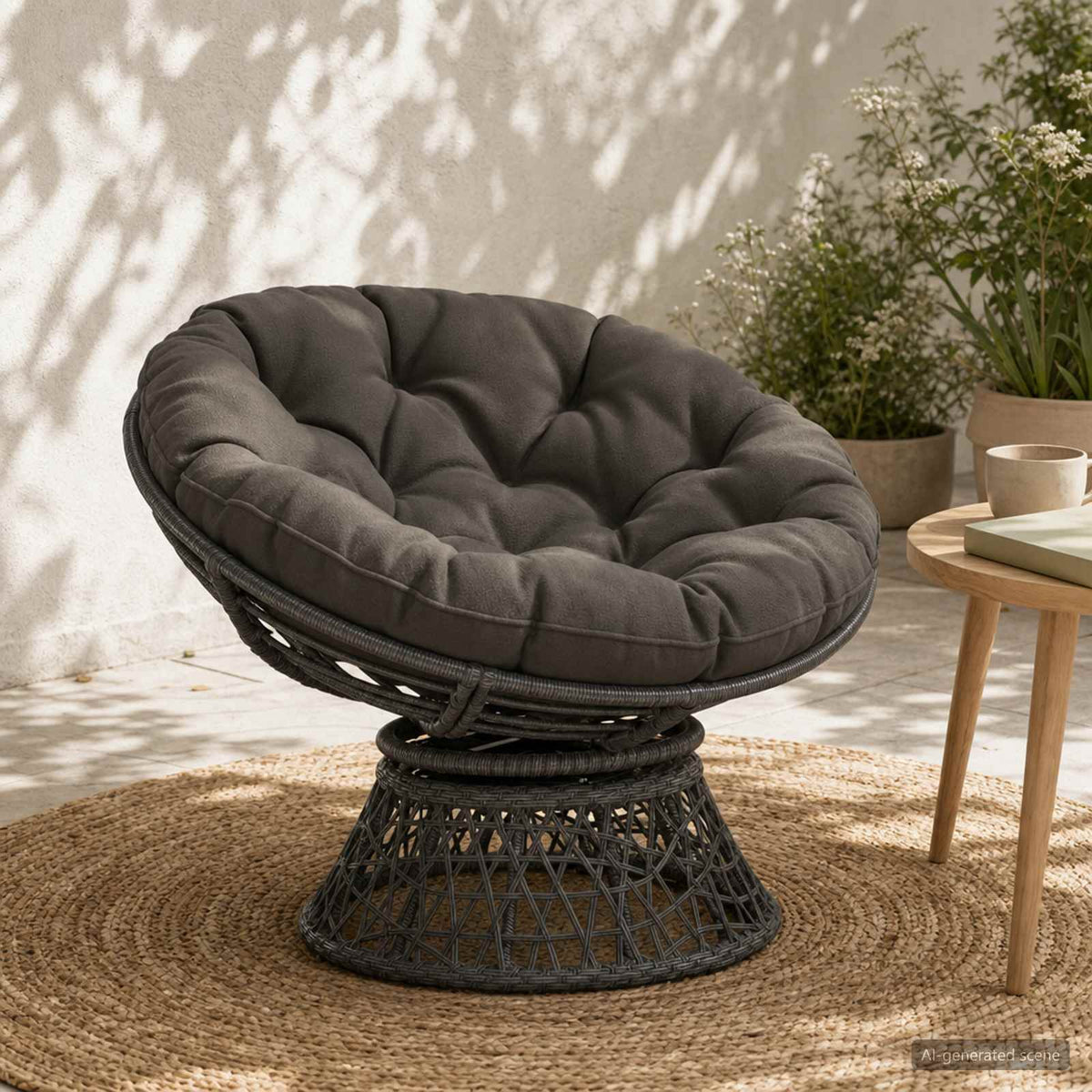 Hangstoel Kussen VIANEN 100% Polyester Antraciet Ø 80 x 12 cm is nu te koop bij PeponiXL, paradijselijk wonen!