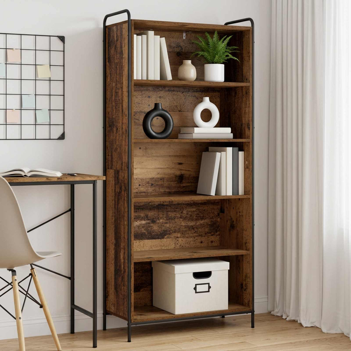 vidaXL Boekenkast 55,5 x 33 x 174 cm Bewerkt hout Oud hout