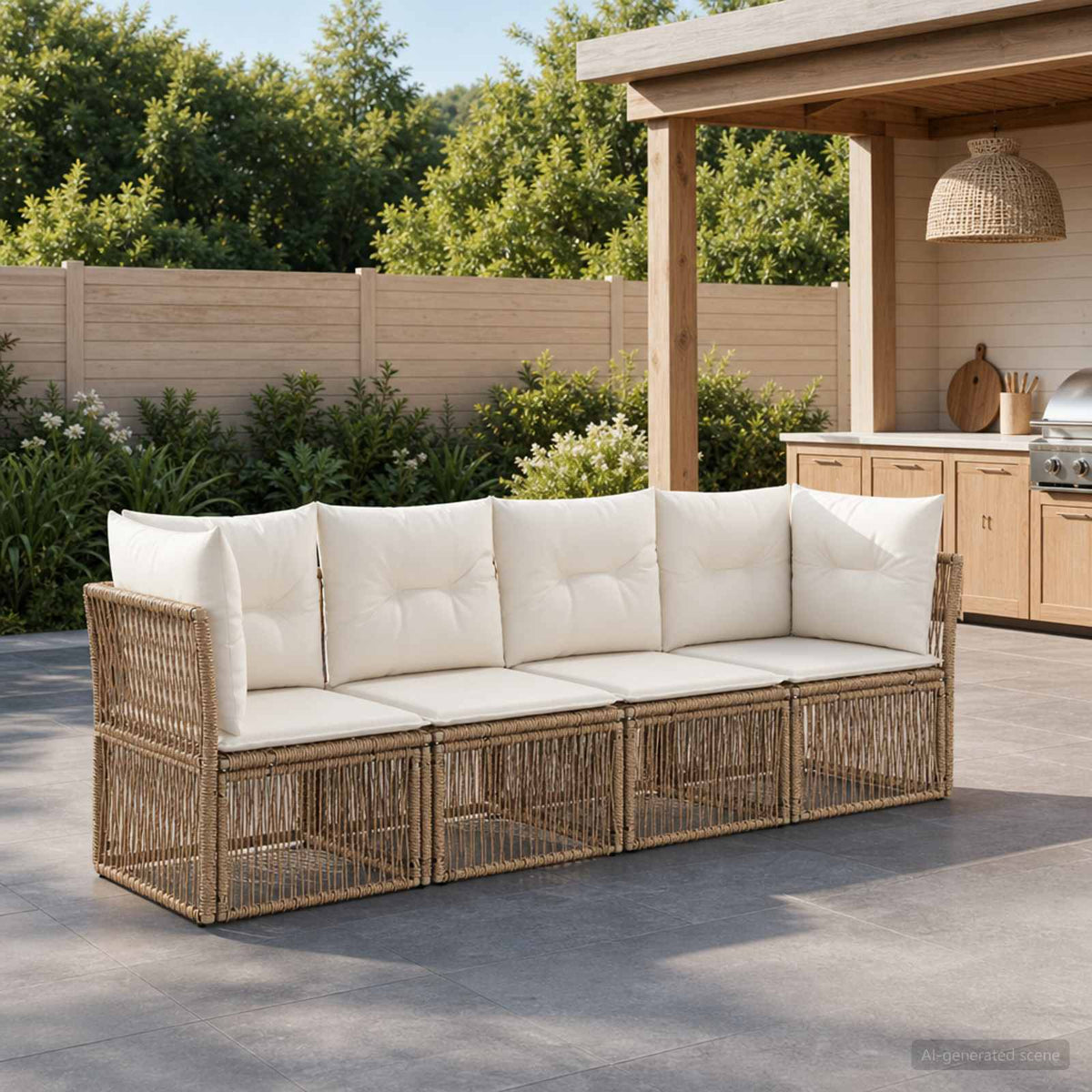 Tuinbankenset 4 pcs Beige poly rattan is nu te koop bij PeponiXL, paradijselijk wonen!