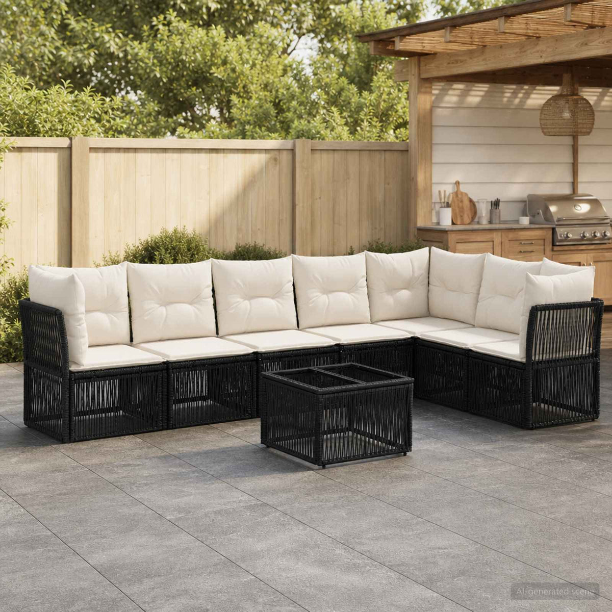 Tuinbankenset 8 pcs Zwart poly rattan is nu te koop bij PeponiXL, paradijselijk wonen!