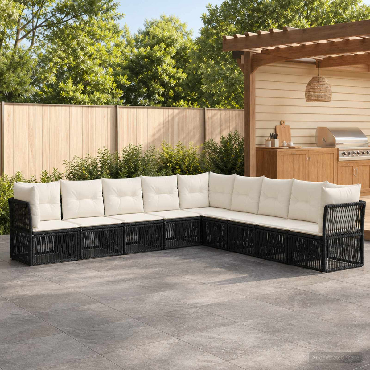 Tuinbankenset 9 pcs Zwart poly rattan is nu te koop bij PeponiXL, paradijselijk wonen!