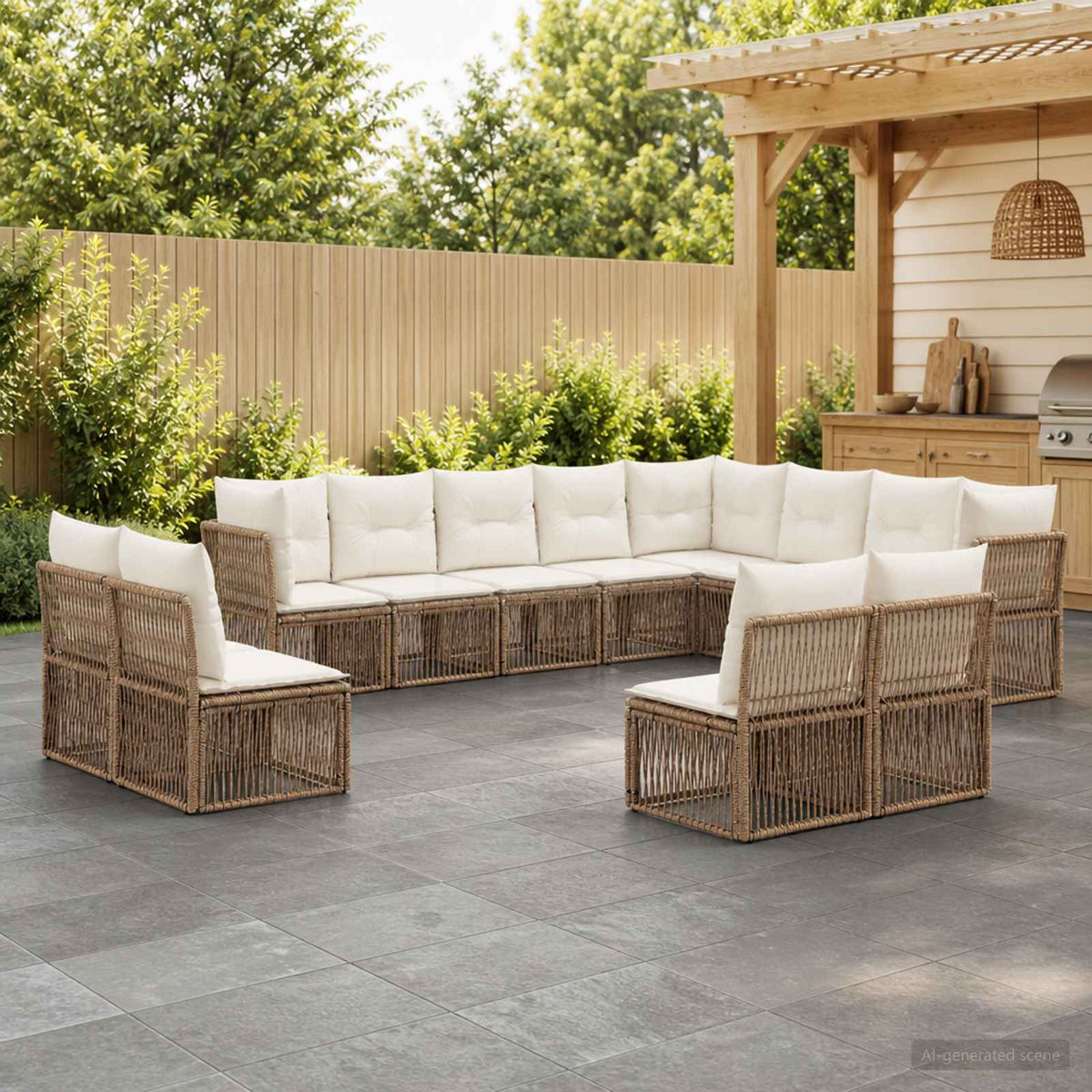 Tuinbankenset 12 pcs Beige poly rattan is nu te koop bij PeponiXL, paradijselijk wonen!