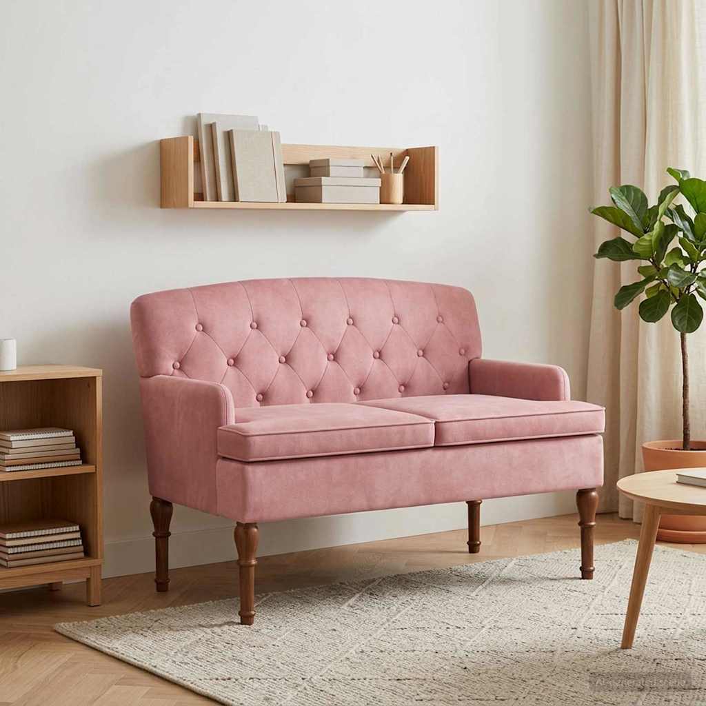 Loungebank met knopencomfort Roze 111 x 65 x 79 cm Fluweel is nu te koop bij PeponiXL, paradijselijk wonen!