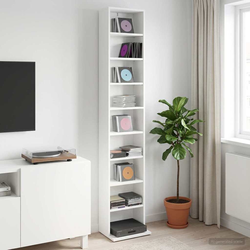 CD Kast Wit 33 x 23,5 x 175 cm Bewerkt hout is nu te koop bij PeponiXL, paradijselijk wonen!