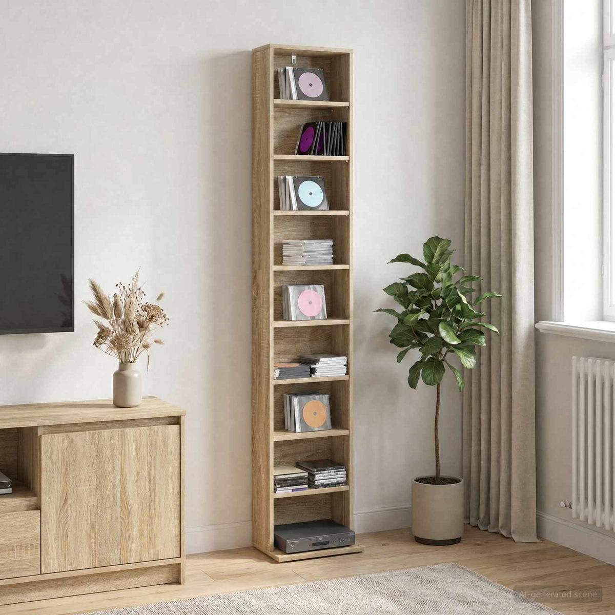 CD Kast Sonoma Eiken 33 x 23,5 x 175 cm Bewerkt hout is nu te koop bij PeponiXL, paradijselijk wonen!