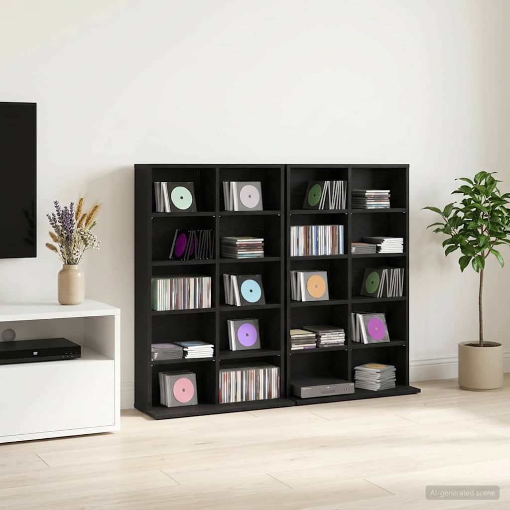 CD Kast 2 st Zwart eiken 65 x 23,5 x 97,5 cm Bewerkt hout is nu te koop bij PeponiXL, paradijselijk wonen!