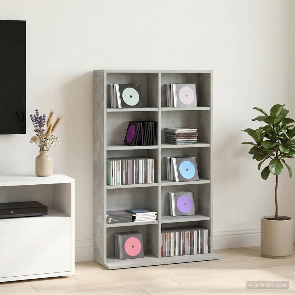 CD Kast Betongrijs 65 x 23,5 x 97,5 cm Bewerkt hout is nu te koop bij PeponiXL, paradijselijk wonen!