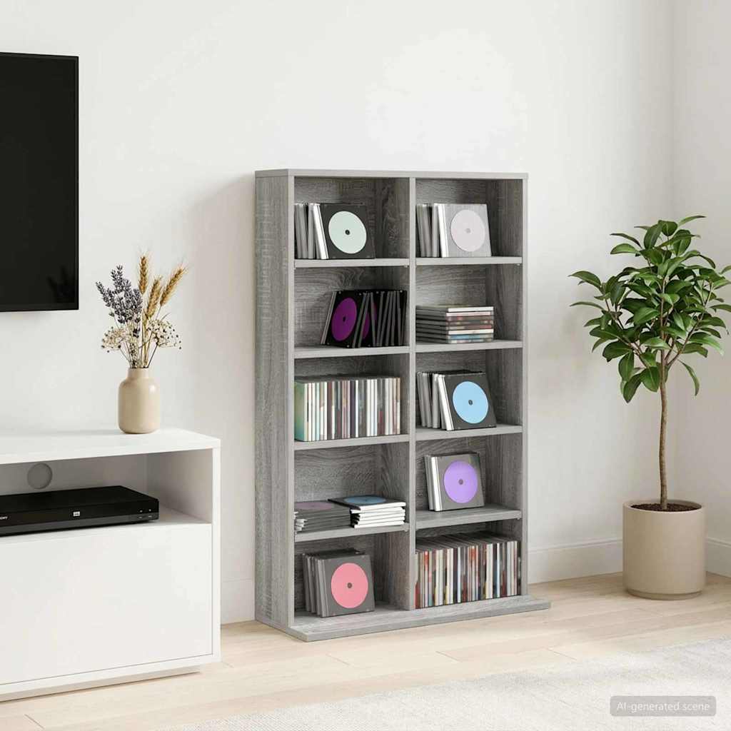 CD Kast Grijs Sonoma 65 x 23,5 x 97,5 cm Bewerkt hout is nu te koop bij PeponiXL, paradijselijk wonen!