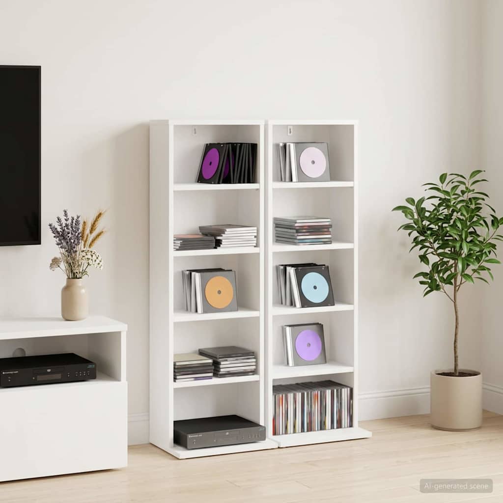 CD Kast 2 st Wit 33 x 23,5 x 97,5 cm Bewerkt hout is nu te koop bij PeponiXL, paradijselijk wonen!