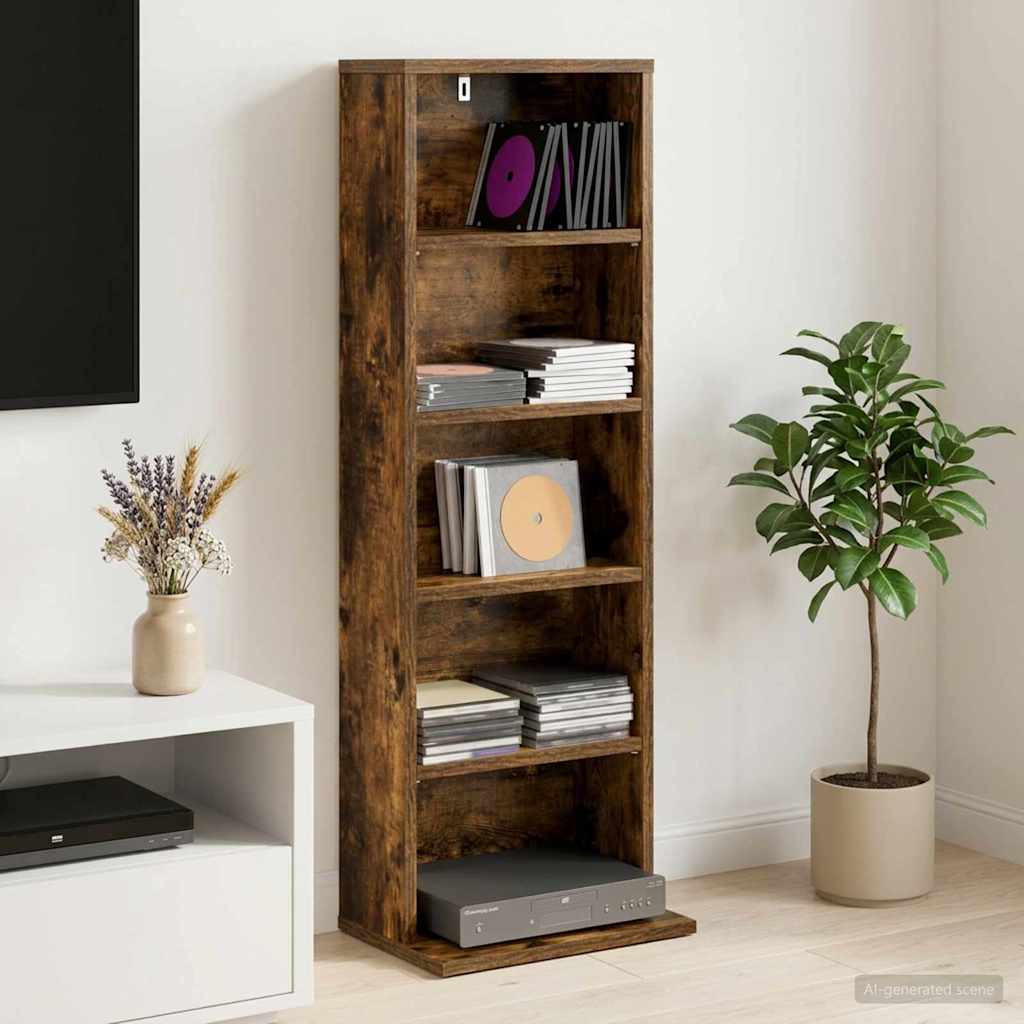 CD Kast Gerookt eiken 33 x 23,5 x 97,5 cm Bewerkt hout is nu te koop bij PeponiXL, paradijselijk wonen!