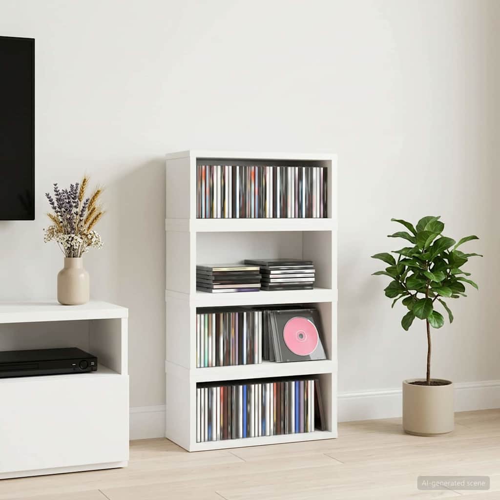 CD Opslag Rek 4 st Wit 40 x 17 x 17 cm Bewerkt hout is nu te koop bij PeponiXL, paradijselijk wonen!
