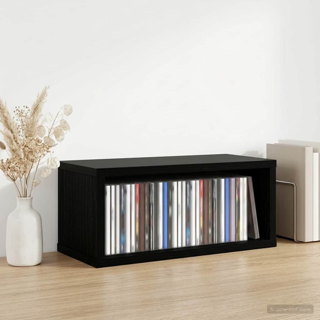 CD Opslag Rek Zwart eiken 40 x 17 x 17 cm Bewerkt hout is nu te koop bij PeponiXL, paradijselijk wonen!