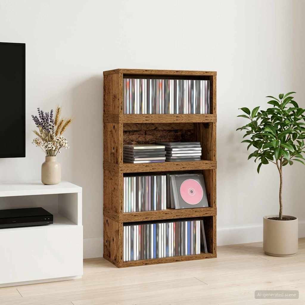 CD Opslag Rek 4 st Eikenhout 40 x 17 x 17 cm Bewerkt hout is nu te koop bij PeponiXL, paradijselijk wonen!
