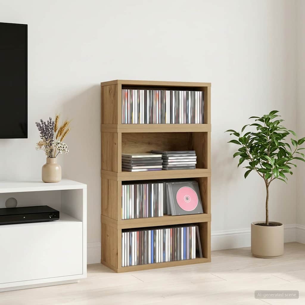 CD Opslag Rek 4 st Artisanaal eiken 40 x 17 x 17 cm is nu te koop bij PeponiXL, paradijselijk wonen!