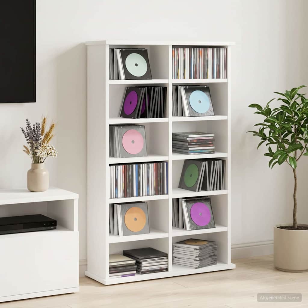 CD Kast Wit 60 x 17 x 92 cm Bewerkt hout is nu te koop bij PeponiXL, paradijselijk wonen!