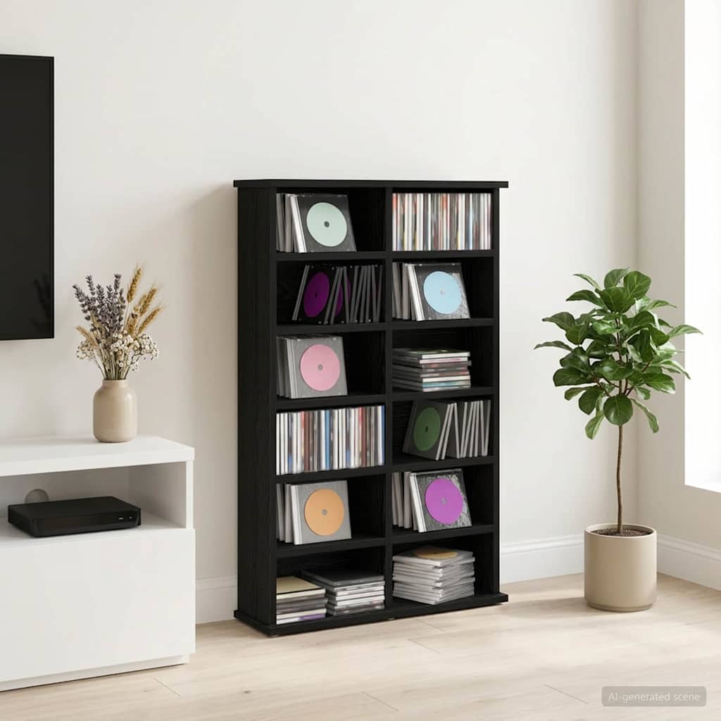 CD Kast Zwart eiken 60 x 17 x 92 cm Bewerkt hout is nu te koop bij PeponiXL, paradijselijk wonen!