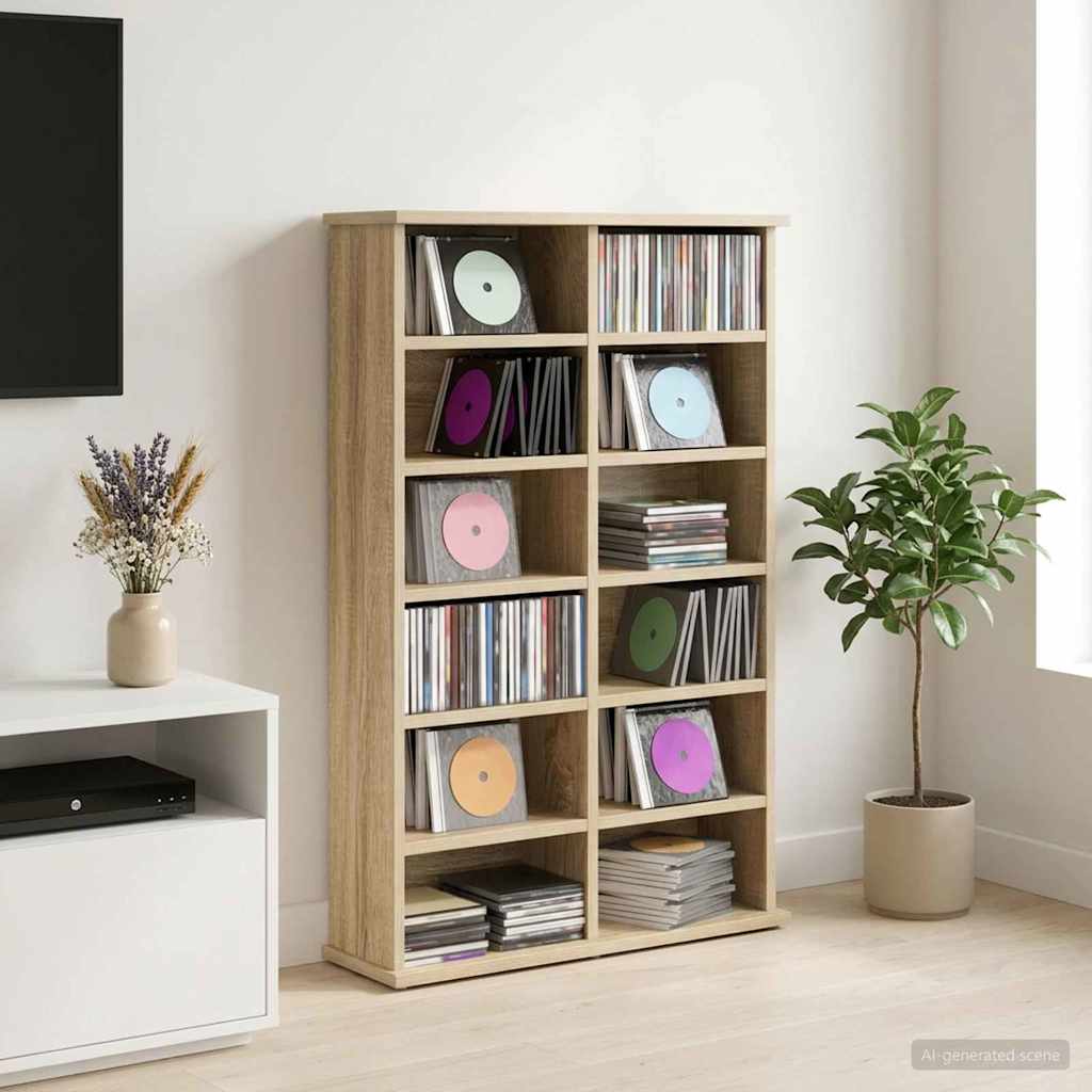 CD Kast Sonoma Eiken 60 x 17 x 92 cm Bewerkt hout is nu te koop bij PeponiXL, paradijselijk wonen!