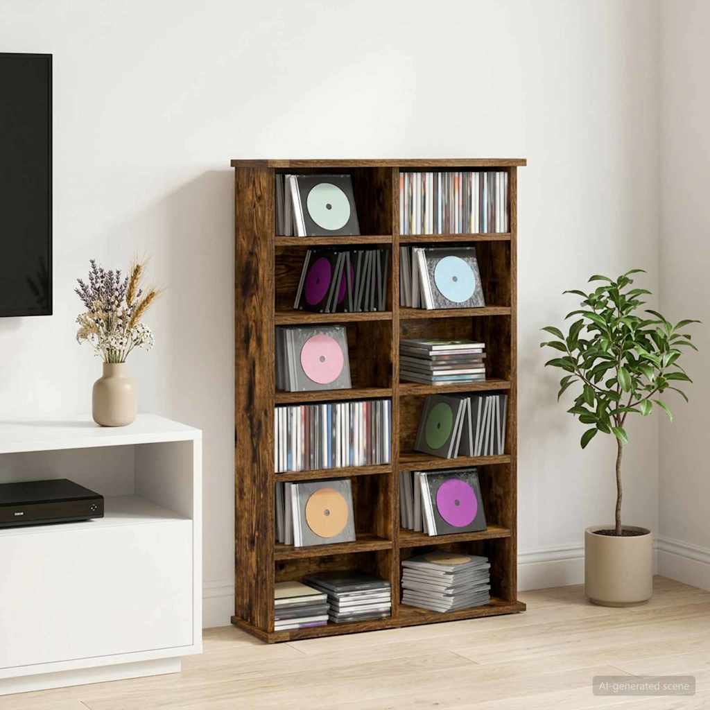 CD Kast Gerookt eiken 60 x 17 x 92 cm Bewerkt hout is nu te koop bij PeponiXL, paradijselijk wonen!
