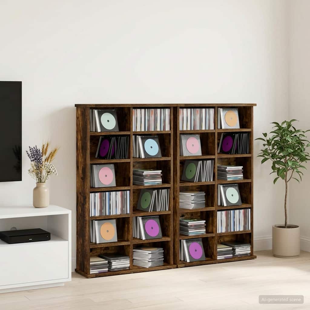 CD Kast 2 st Gerookt eiken 60 x 17 x 92 cm Bewerkt hout is nu te koop bij PeponiXL, paradijselijk wonen!