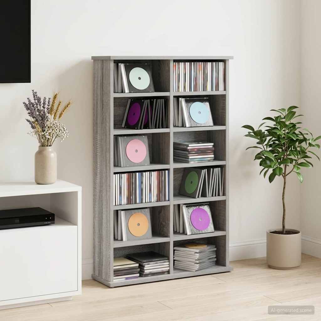 CD Kast Grijs Sonoma 60 x 17 x 92 cm Bewerkt hout is nu te koop bij PeponiXL, paradijselijk wonen!