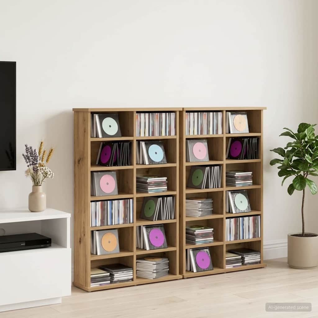 CD Kast 2 st Artisanaal eiken 60 x 17 x 92 cm Bewerkt hout is nu te koop bij PeponiXL, paradijselijk wonen!