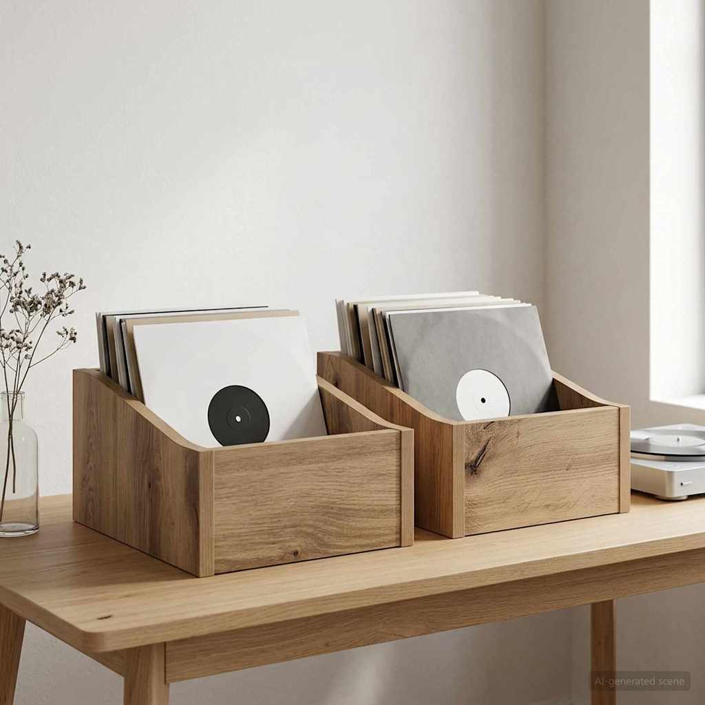 LP Recorddoos 2 st Artisanaal eiken 23 x 33 x 16 cm is nu te koop bij PeponiXL, paradijselijk wonen!