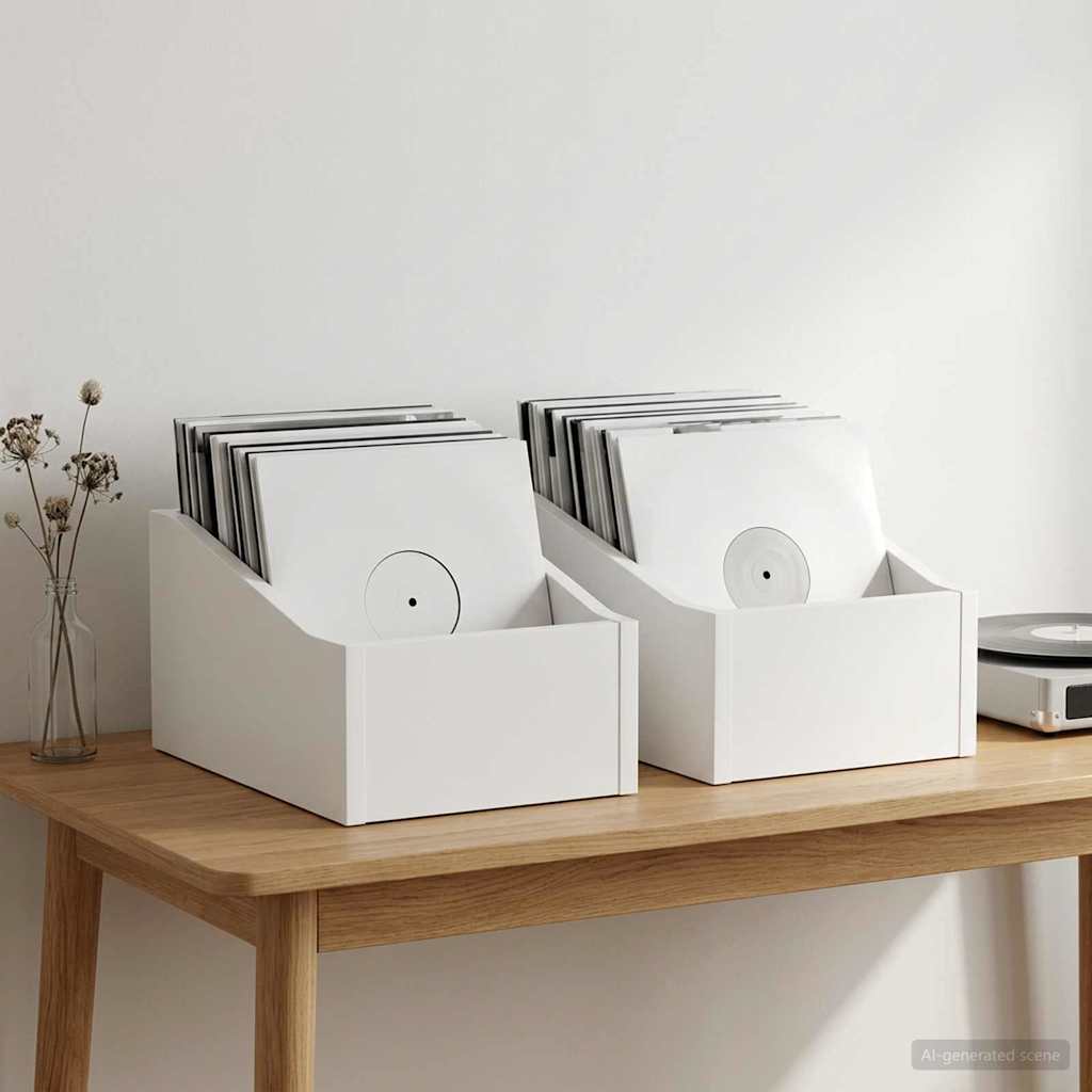 LP Recorddoos 2 st Wit 18 x 32 x 18 cm Bewerkt hout is nu te koop bij PeponiXL, paradijselijk wonen!