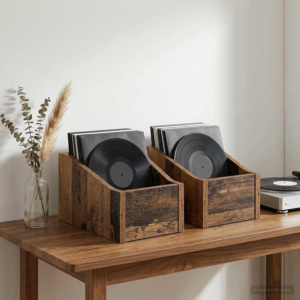 LP Recorddoos 2 st Oud hout 18 x 32 x 18 cm Bewerkt hout is nu te koop bij PeponiXL, paradijselijk wonen!