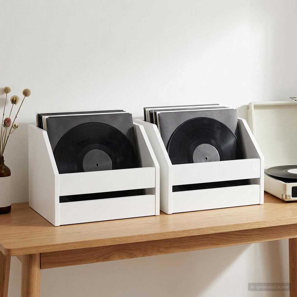Vinyl Album Doos 2 st Wit 38 x 30 x 29 cm Bewerkt hout is nu te koop bij PeponiXL, paradijselijk wonen!