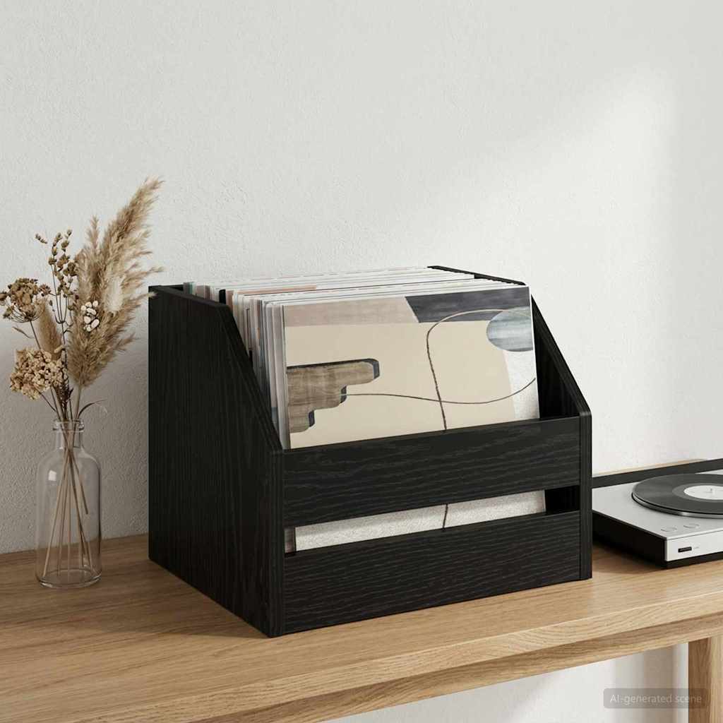 Vinyl Album Doos Zwart eiken 38 x 30 x 29 cm Bewerkt hout is nu te koop bij PeponiXL, paradijselijk wonen!