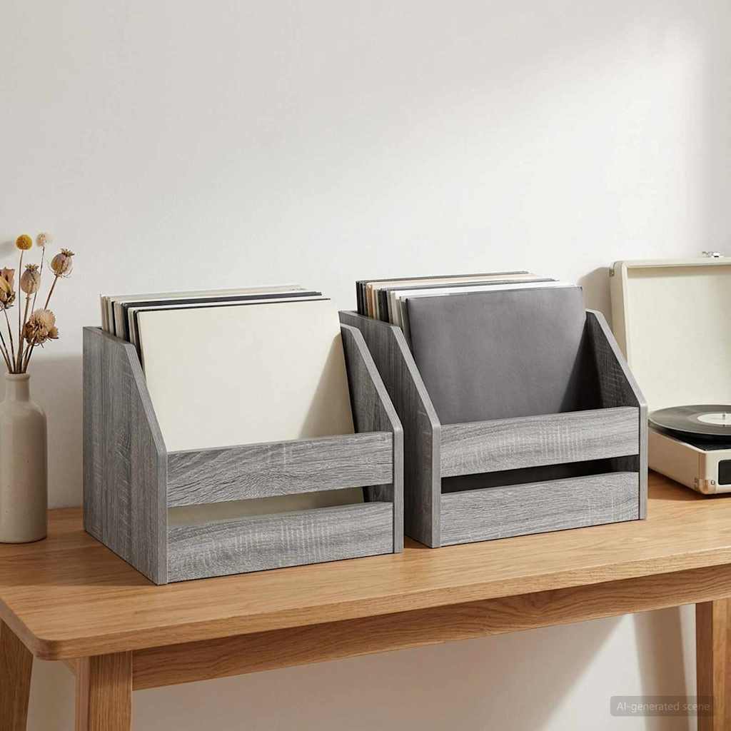 Vinyl Album Doos 2 st Grijs Sonoma 38 x 30 x 29 cm Bewerkt hout is nu te koop bij PeponiXL, paradijselijk wonen!