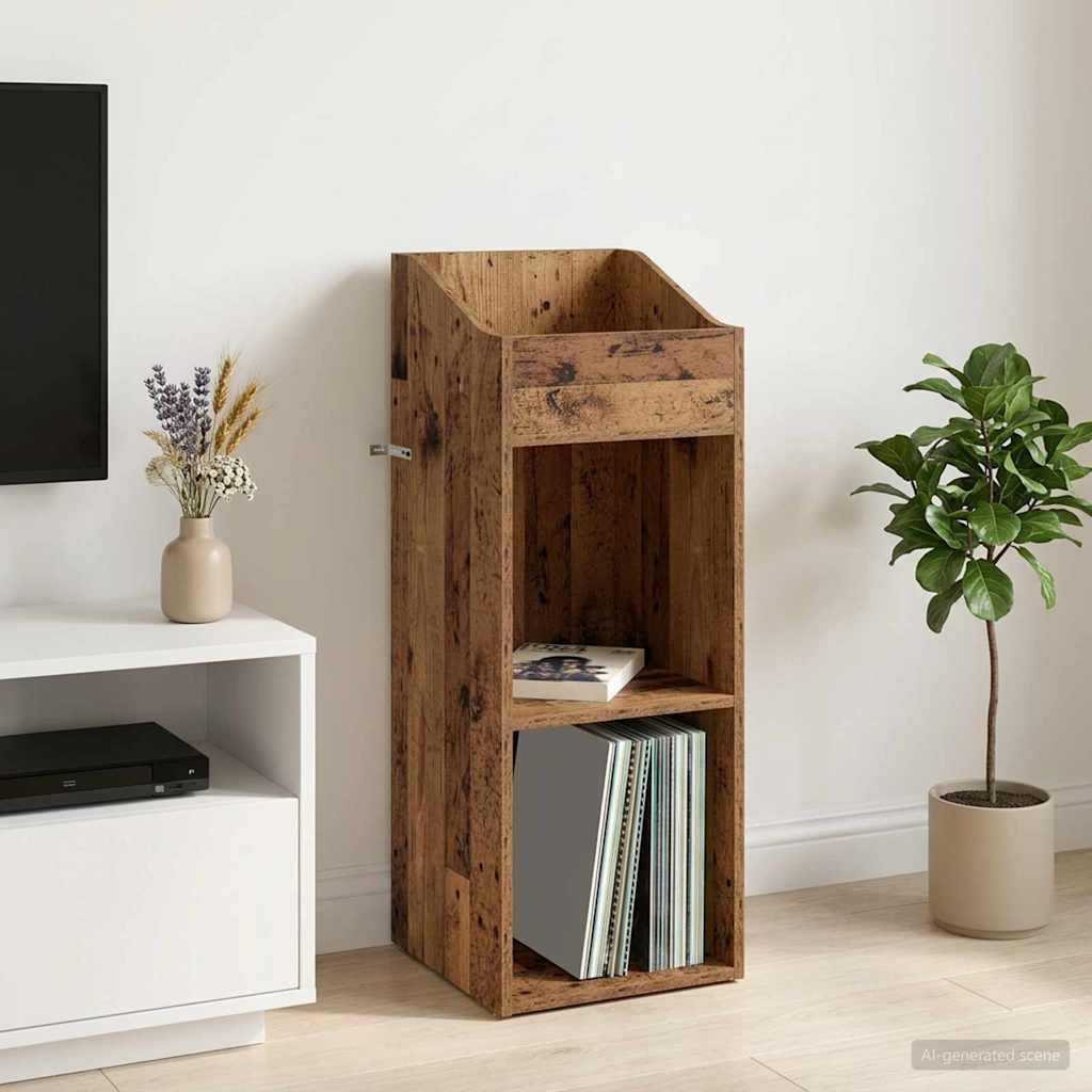 Platenkast Oud hout 36 x 36 x 95,5 cm Bewerkt hout is nu te koop bij PeponiXL, paradijselijk wonen!