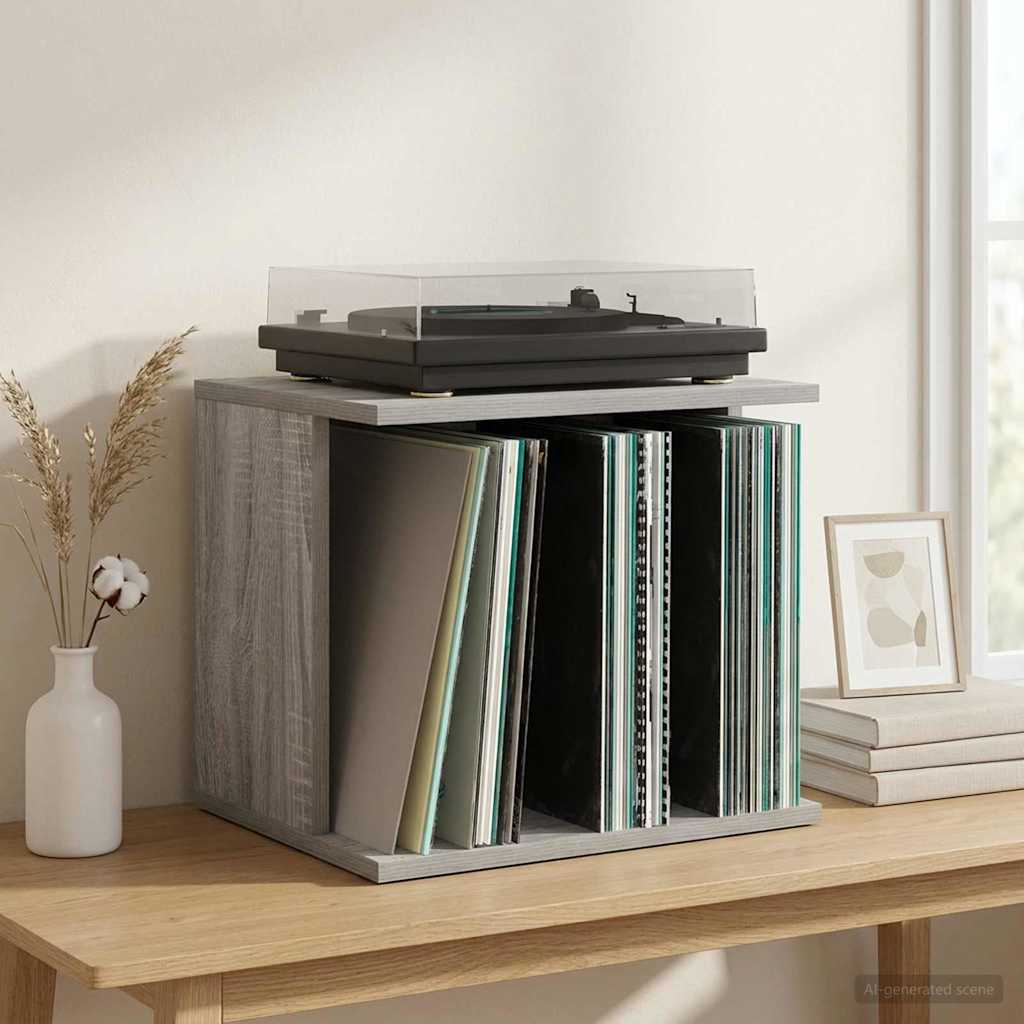 vidaXL Vinyl Platenspeler Opslag Grijs Sonoma 42 x 33 x 36 cm