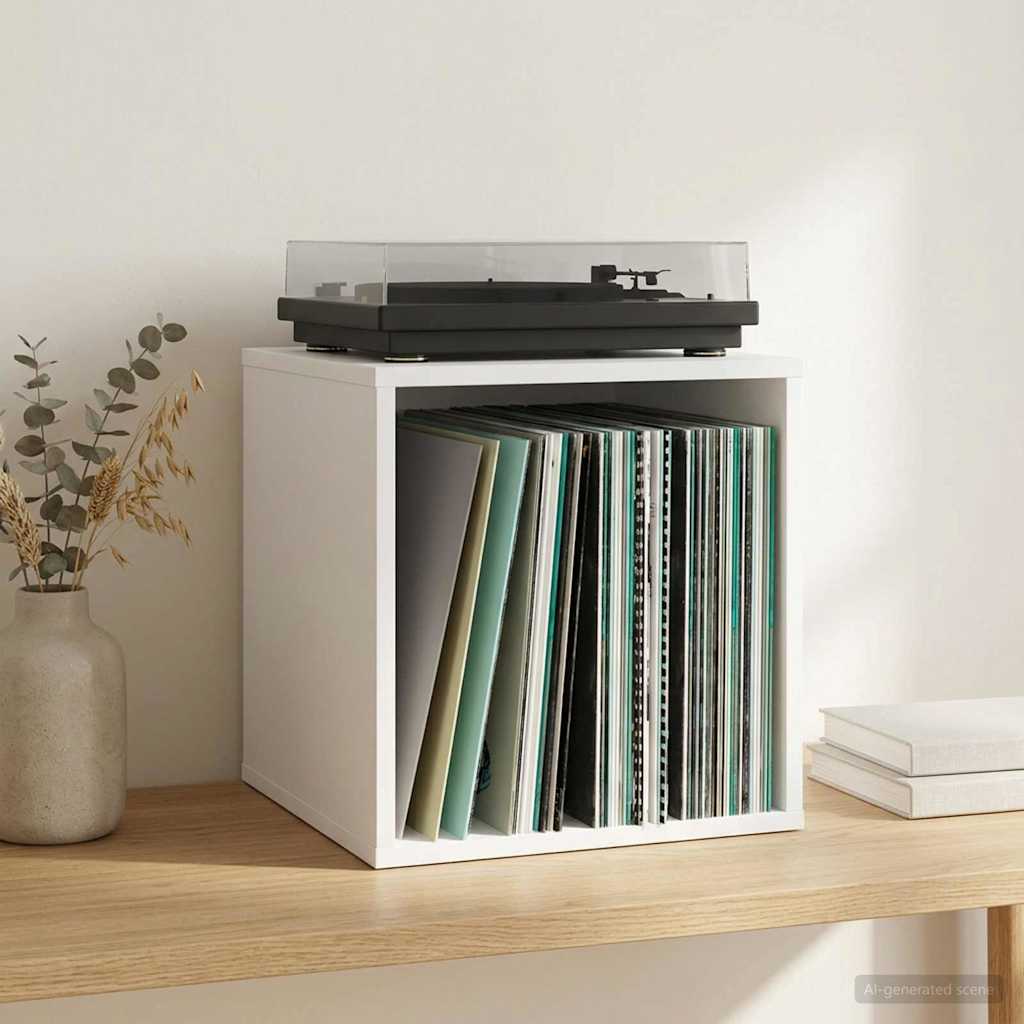 Vinyl Album Doos Wit 37 x 36,5 x 38 cm Bewerkt hout is nu te koop bij PeponiXL, paradijselijk wonen!
