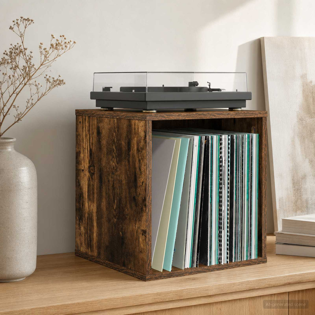 Vinyl Album Doos 2 st Gerookt eiken 37 x 36,5 x 38 cm is nu te koop bij PeponiXL, paradijselijk wonen!