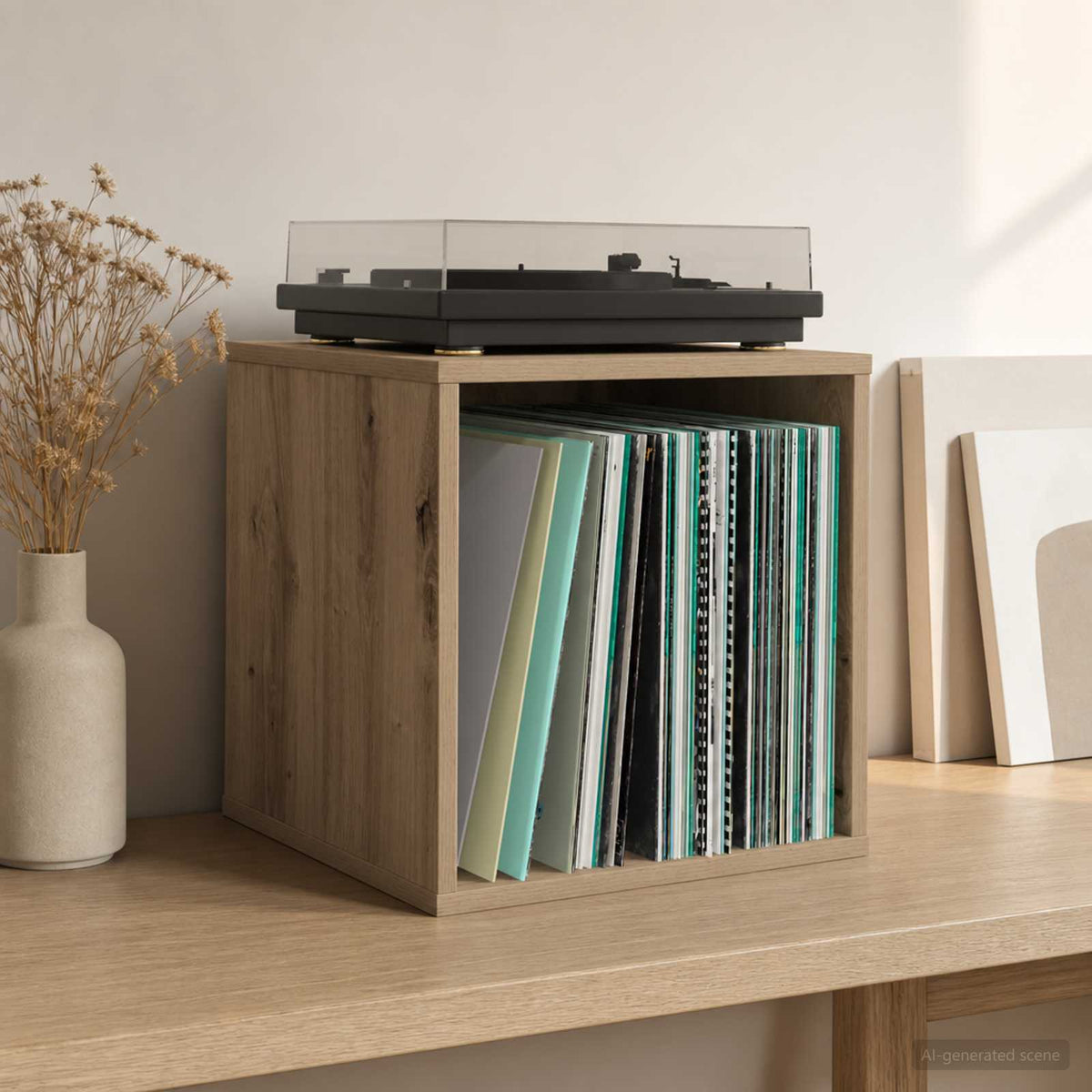 Vinyl Album Doos Artisanaal eiken 37 x 36,5 x 38 cm is nu te koop bij PeponiXL, paradijselijk wonen!