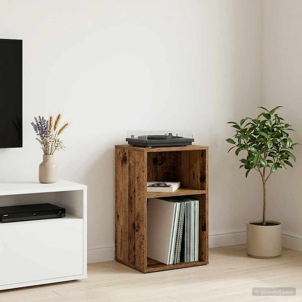 Platenkast Eikenhout 38 x 33 x 61 cm Bewerkt hout is nu te koop bij PeponiXL, paradijselijk wonen!