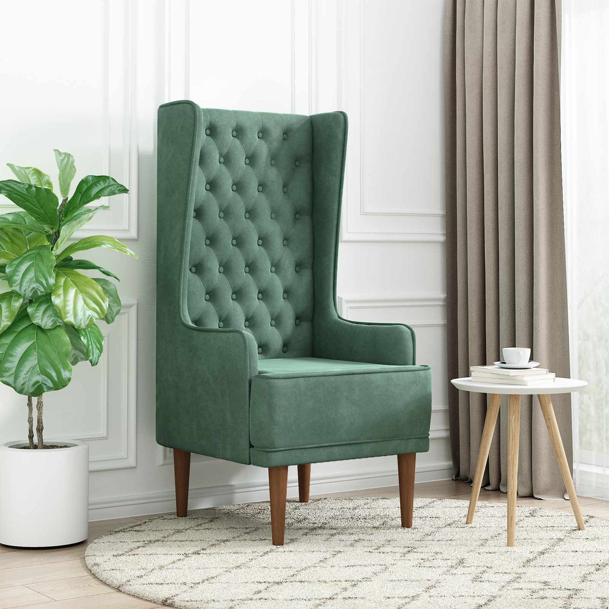 vidaXL Stoel met hoge rugleuning Zeegroen fluweel