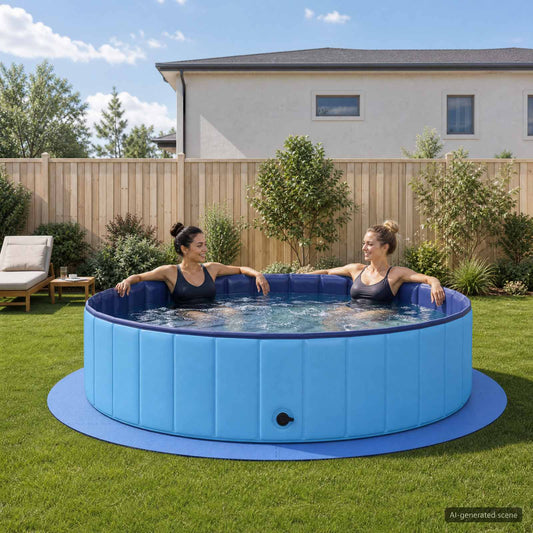 Zwembad Grondmat 16 st Ø 235 cm Rond EVA Schuim Blauw is nu te koop bij PeponiXL, paradijselijk wonen!