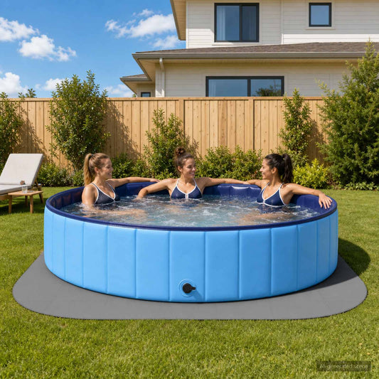 vidaXL Zwembad Grondmat 49 st Ø 408 cm Rond EVA Schuim Grijs