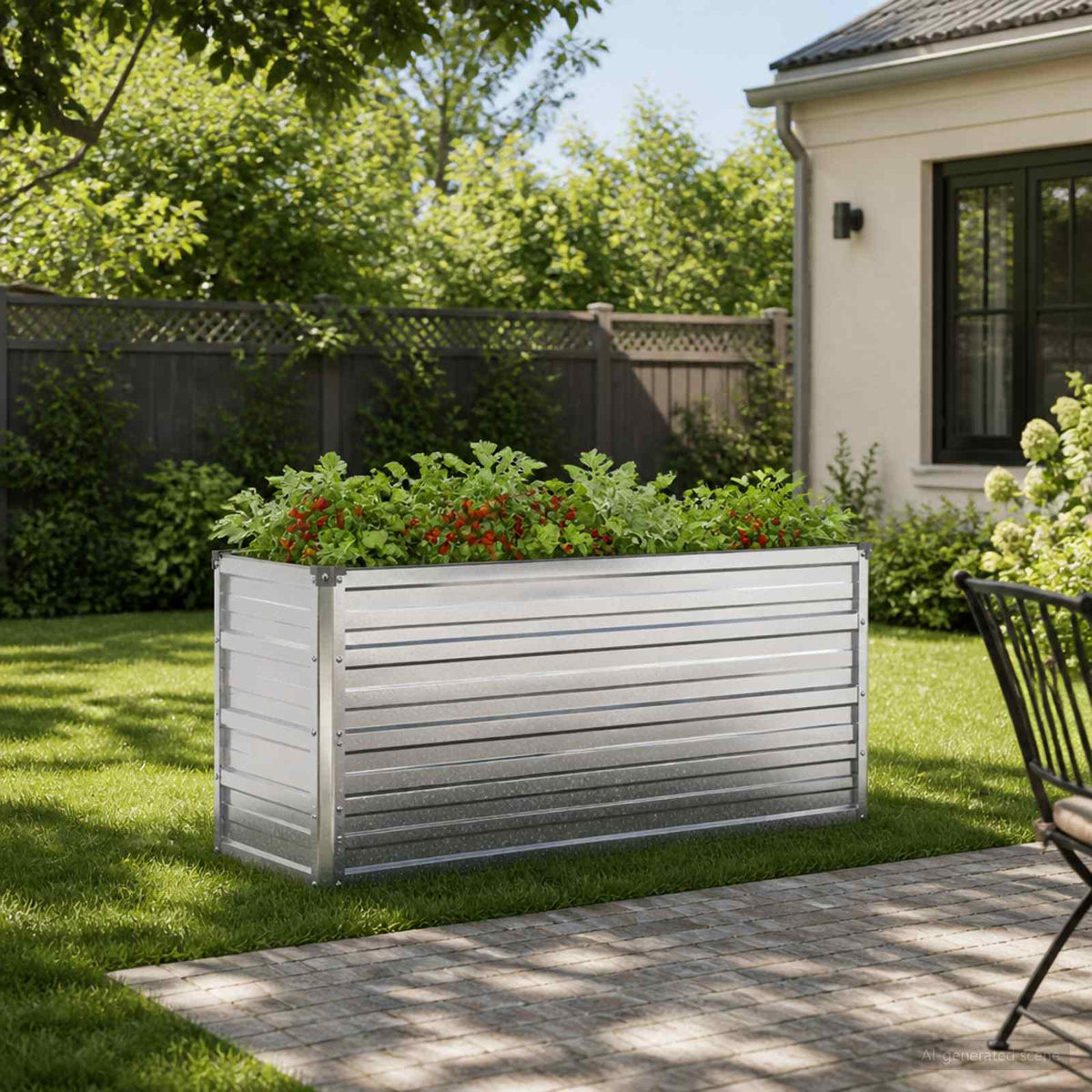 Verhoogd Tuinbed Zilverkleurig 100 x 40 x 55 cm gegalvaniseerd is nu te koop bij PeponiXL, paradijselijk wonen!