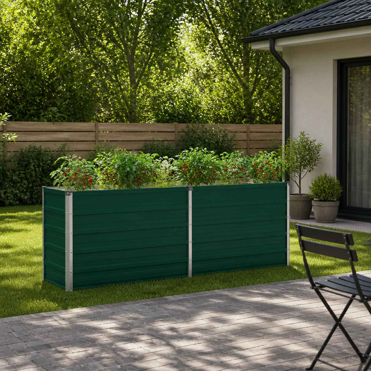 Verhoogd Tuinbed Groen 160 x 40 x 55 cm koudgewalst stalen is nu te koop bij PeponiXL, paradijselijk wonen!