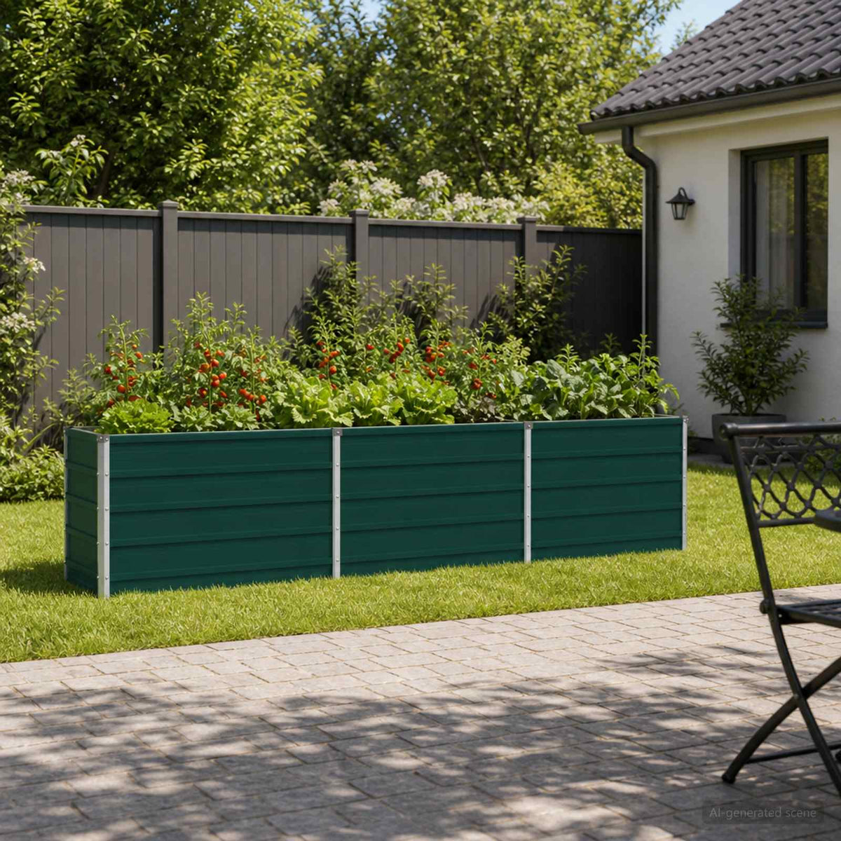 vidaXL Verhoogd Tuinbed Groen 240 x 40 x 55 cm koudgewalst stalen