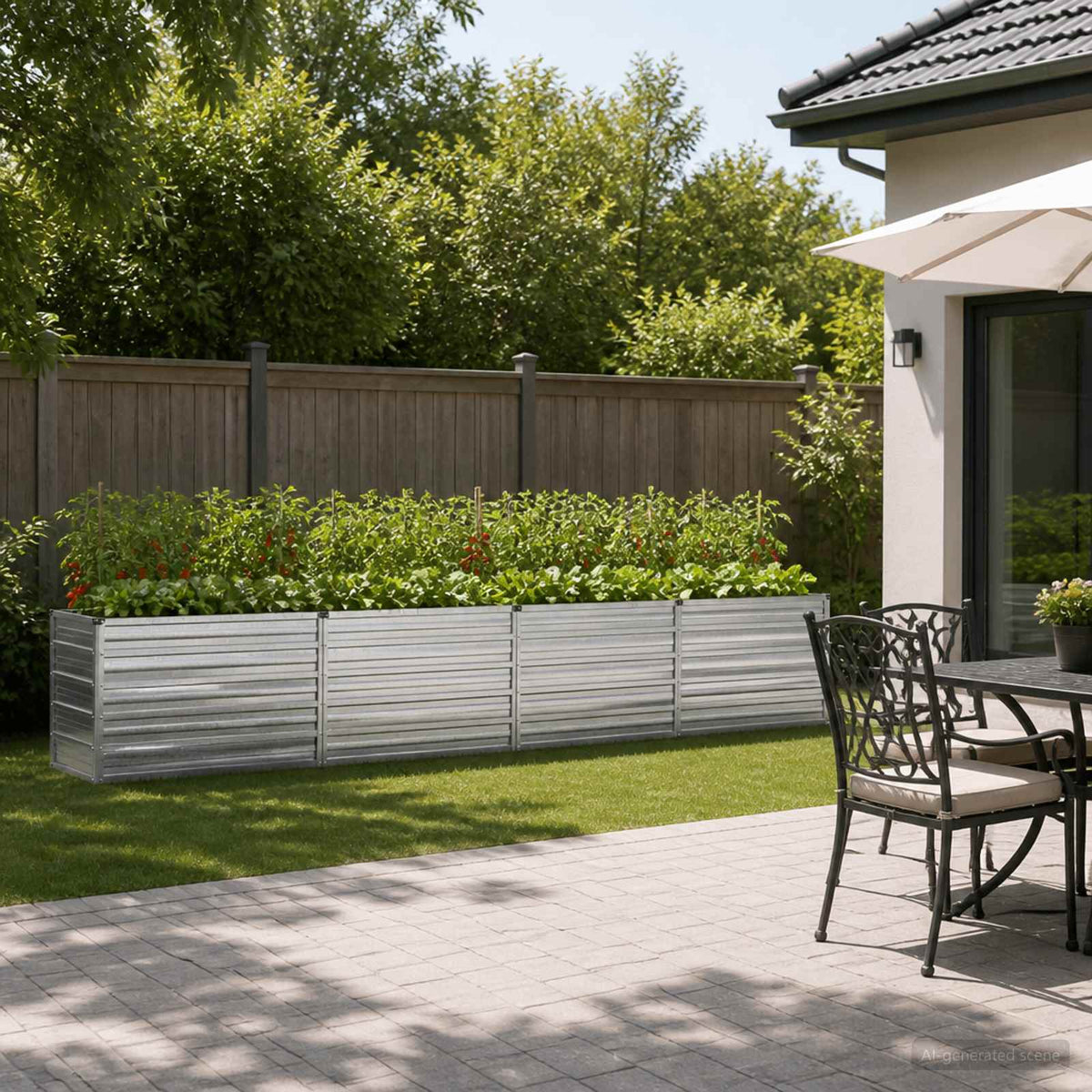 vidaXL Verhoogd Tuinbed Zilverkleurig 320 x 40 x 55 cm gegalvaniseerd